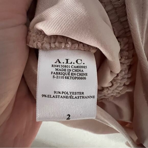 A.L.C. Oryn Ruched Asymmetric Velvet Crop Top - Picture 7 of 8